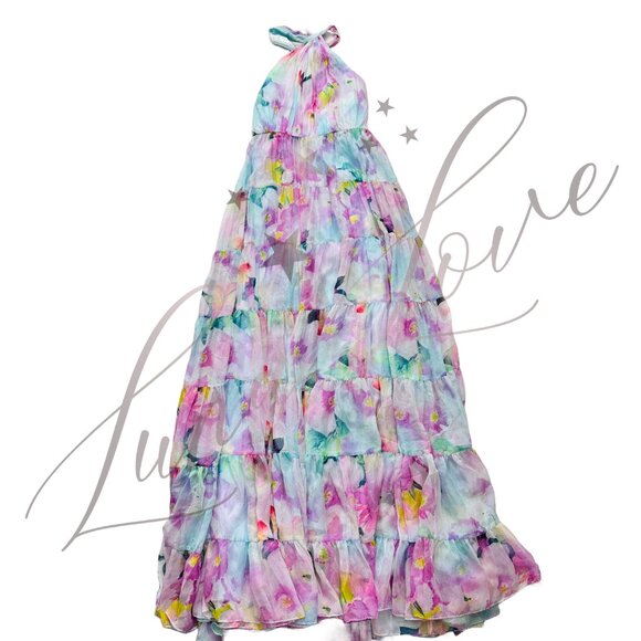 MAC DUGGAL x Anthropologie Asymmetrical Halter-Neck Tiered Gown (size 2) NWT - Picture 3 of 12